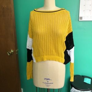 Yellow black white slouchy sweater